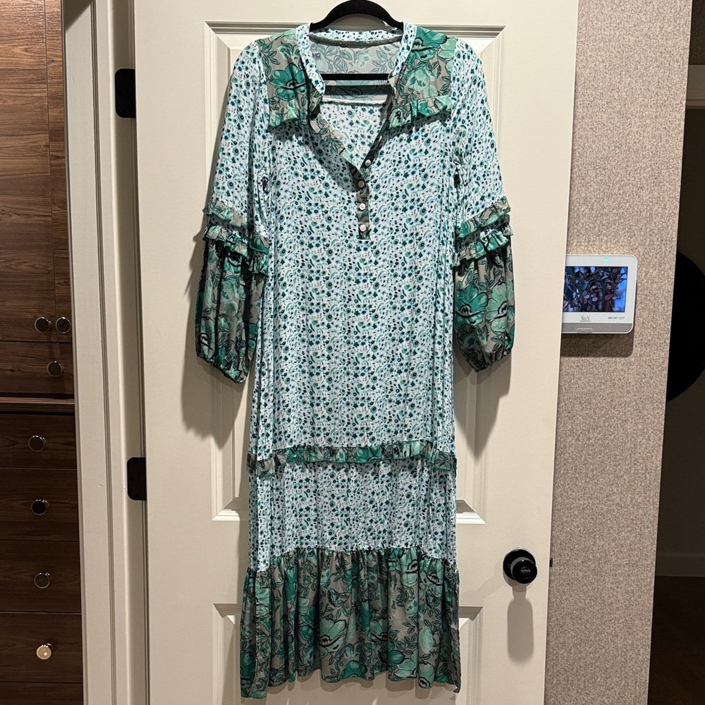 Floral Green and Black Women's Dress